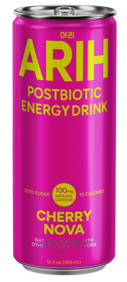 ARIH Cherry Nova postbiotic energy drink can