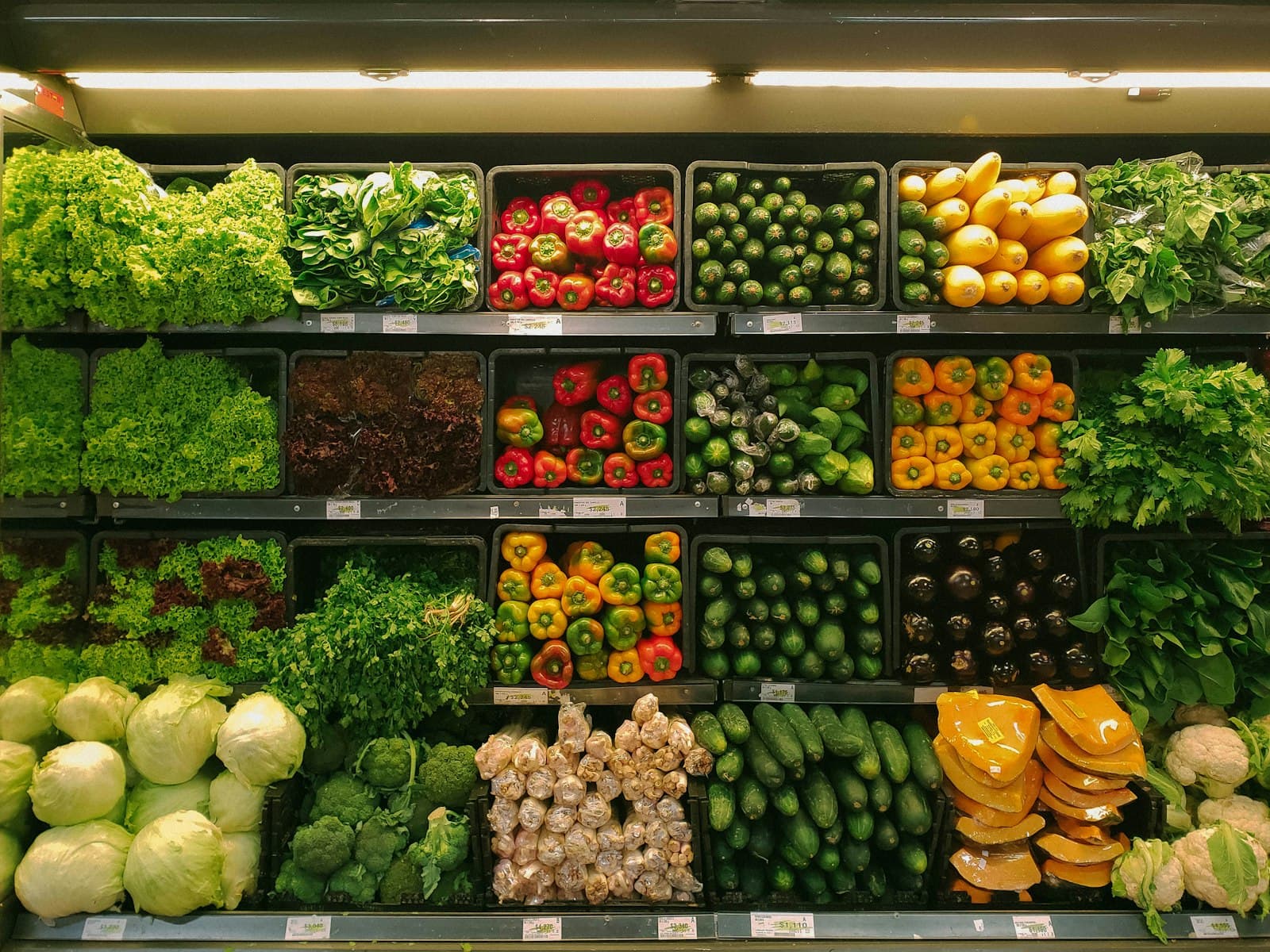 Produce shelves in a Canadian grocery store